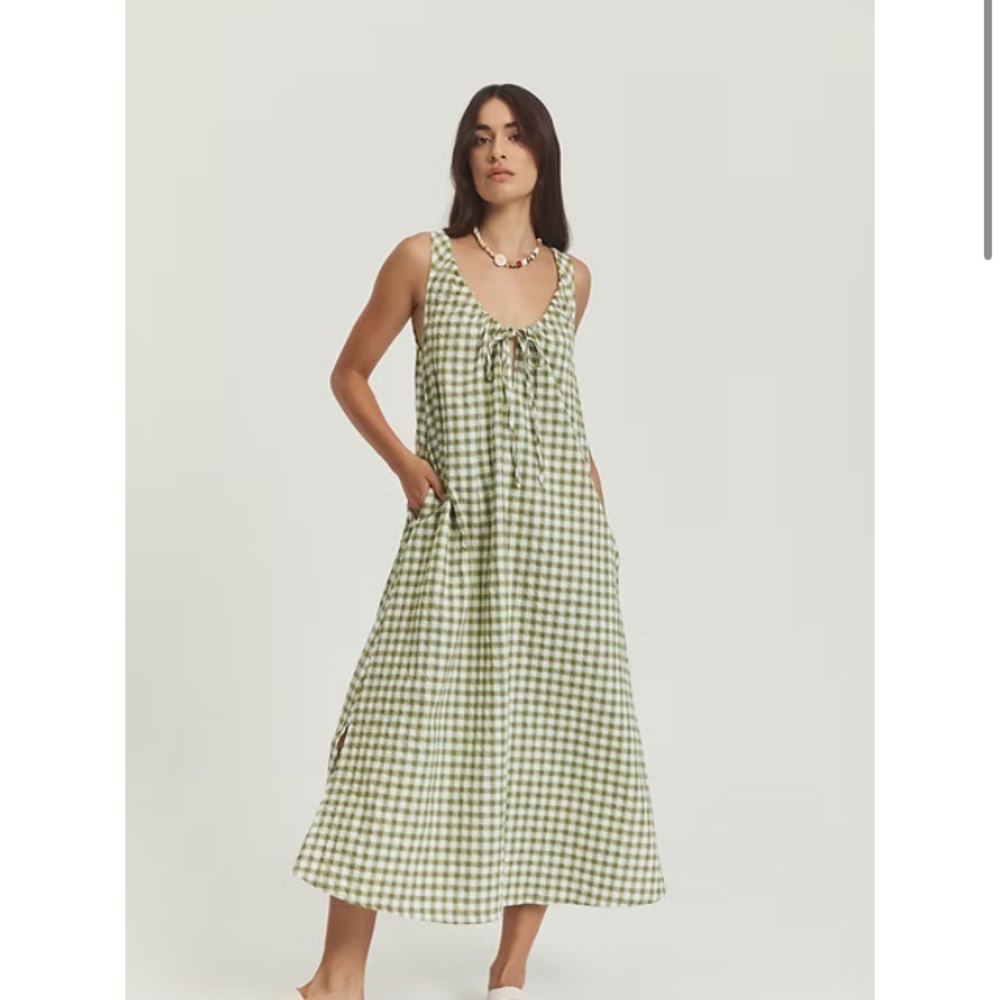 Opia Bridget Midi Dress - Green Gingham